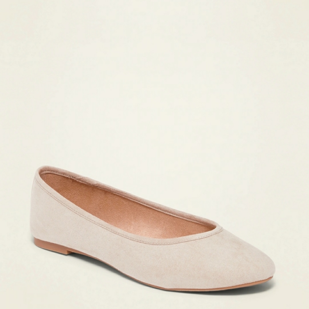 Faux-Suede Almond Toe Ballet Flat